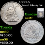 1860-o Seated Half Dollar 50c Graded au58+ BY SEGS