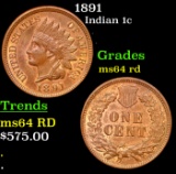 1891 Indian Cent 1c Grades Choice Unc RD