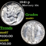 1941-p Mercury Dime 10c Grades GEM++ Unc