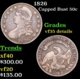 1826 Capped Bust Half Dollar 50c Grades VF Details