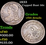 1833 Capped Bust Half Dollar 50c Grades VF Details