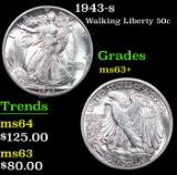 1943-s Walking Liberty Half Dollar 50c Grades Select+ Unc