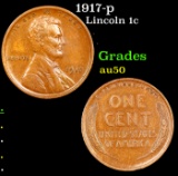 1917-p Lincoln Cent 1c Grades AU, Almost Unc
