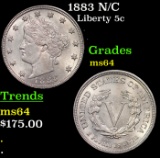 1883 N/C Liberty Nickel 5c Grades Choice Unc