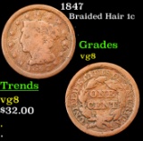 1847 Braided Hair Large Cent 1c Grades vg, very good