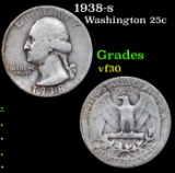 1938-s Washington Quarter 25c Grades vf++