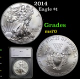 2014 Silver Eagle Dollar $1 Graded ms70 BY SEGS