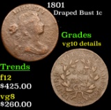 1801 Draped Bust Large Cent 1c Grades vg details