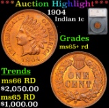 ***Auction Highlight*** 1904 Indian Cent 1c Graded ms65+ rd By SEGS (fc)