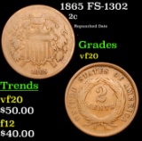 1865 Two Cent Piece FS-1302 2c Grades vf, very fine