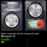 ANACS 1883-o Morgan Dollar Legends of the Comstock Lode $1 Graded BU By ANACS