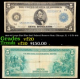 1914 $5 Large Size Blue Seal Federal Reserve Note, Chicago, IL  7-G Fr-870 Grades vf, very fine
