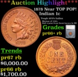 Proof ***Auction Highlight*** 1878 Indian Cent Near TOP POP! 1c Graded pr66+ rb By SEGS (fc)