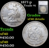 1877-p Trade Dollar $1 Graded xf40 details BY SEGS