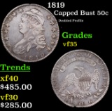 1819 Capped Bust Half Dollar 50c Grades vf++