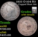 1822 Capped Bust Half Dollar O-104 R3 50c Graded xf45 details BY SEGS