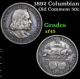 1892 Columbian Old Commem Half Dollar 50c Grades xf+