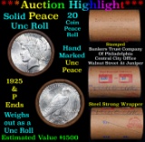 ***Auction Highlight*** Solid Uncirculated Peace silver dollar roll 1925 & P Ends, 20 coins (fc)