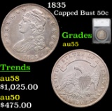 1835 Capped Bust Half Dollar 50c Graded au55 BY SEGS