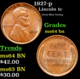 1927-p Lincoln Cent 1c Grades Choice Unc BN