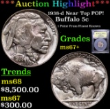 ***Auction Highlight*** 1938-d Buffalo Nickel Near Top POP! 5c Graded Gem++ Unc By USCG (fc)