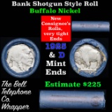 Buffalo Nickel Shotgun Roll in Old Bank Style 'Bell Telephone'  Wrapper 1925 & D Mint Ends