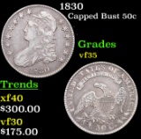 1830 Capped Bust Half Dollar 50c Grades vf++