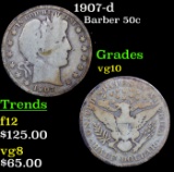 1907-d Barber Half Dollars 50c Grades vg+