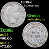 1908-d Barber Dime 10c Grades AU Details