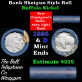 Buffalo Nickel Shotgun Roll in Old Bank Style 'Bell Telephone'  Wrapper 1926 & D Mint Ends