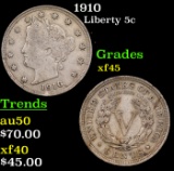 1910 Liberty Nickel 5c Grades xf+