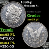 1896-p Morgan Dollar $1 Grades GEM Unc PL