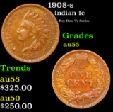 1908-s Indian Cent 1c Grades Choice AU