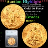 ***Auction Highlight*** 1947 Mexico ESTADOS UNIDOS MEXICANOS 50 Gold Pesos KM-481 Graded ms64+ By SE