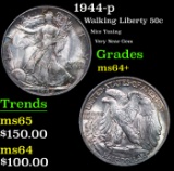 1944-p Walking Liberty Half Dollar 50c Grades Choice+ Unc