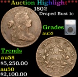 ***Auction Highlight*** 1802 Draped Bust Large Cent 1c Graded au53 By SEGS (fc)