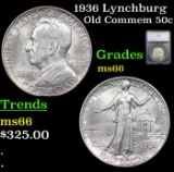 1936 Lynchburg Old Commem Half Dollar 50c Graded ms66 BY SEGS