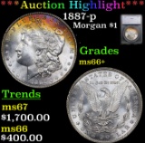 ***Auction Highlight*** 1887-p Morgan Dollar $1 Graded ms66+ By SEGS (fc)