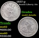 1857-p Seated Liberty Quarter 25c Grades Unc Details