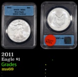 ANACS 2011 Silver Eagle Dollar $1 Graded ms69 By ANACS