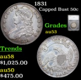 1831 Capped Bust Half Dollar 50c Graded au53 BY SEGS