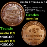 1863 NY Civil War Token F-NY-010-A-4a R-4 1c Grades Choice Unc BN