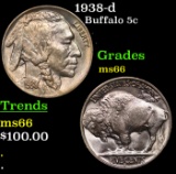 1938-d Buffalo Nickel 5c Grades GEM+ Unc