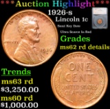 ***Auction Highlight*** 1926-s Lincoln Cent 1c Graded ms62 rd details By SEGS (fc)
