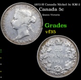 1872-H Canada Nickel 5c KM-2 Grades vf++