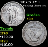 1917-p TY I Standing Liberty Quarter 25c Grades vf+