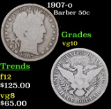 1907-o Barber Half Dollars 50c Grades vg+