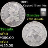 1831 Capped Bust Half Dollar 50c Graded vf30 details BY SEGS