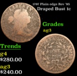 1797 Plain edge Rev '95 Draped Bust Large Cent 1c Grades ag