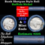 Buffalo Nickel Shotgun Roll in Old Bank Style 'Bell Telephone'  Wrapper 1919 & D Mint Ends